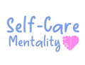 Self-Care Mentality Logo in blue with pink heart