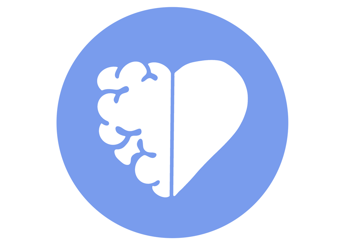 Self-Care Mentality Heart logo with half a brain on the left and half a heart on the right. 