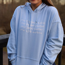 Load image into Gallery viewer, Your Life Matters Hoodie in Light Blue Color 
