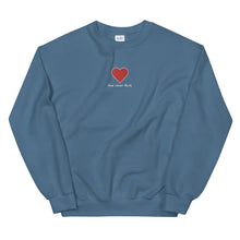 Load image into Gallery viewer, Love Never Fails Embroidered - Sweatshirt (White Font)
