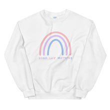 Load image into Gallery viewer, Your Life Matters Rainbow Sweatshirt in White Color
