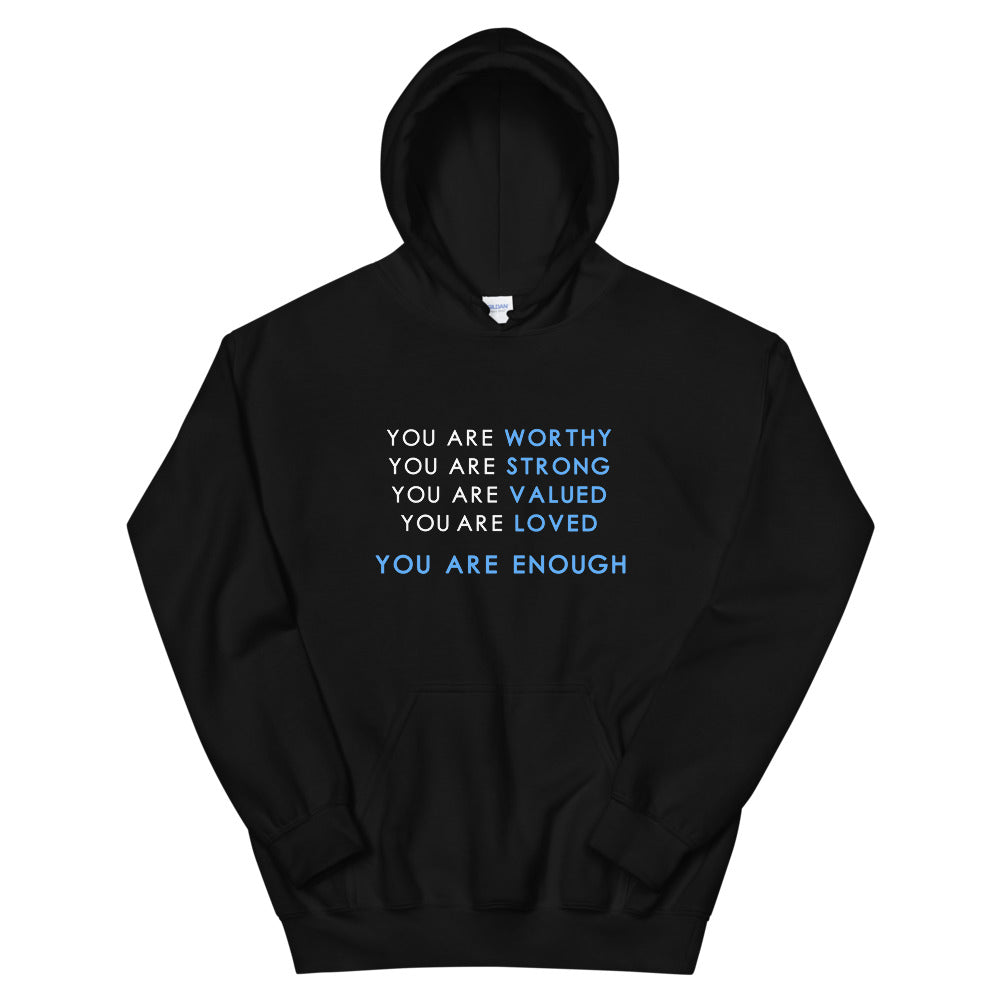 You Are Enough Hoodie in Black Color 