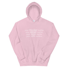 Load image into Gallery viewer, Your Life Matters Hoodie in Light Pink Color 
