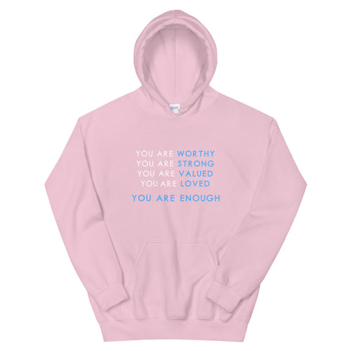 You Are Enough Hoodie in Light Pink Color 
