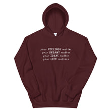 Load image into Gallery viewer, Your Life Matters Hoodie in Maroon Color 
