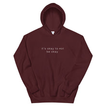 Load image into Gallery viewer, Its okay to not be okay hoodie in maroon color 

