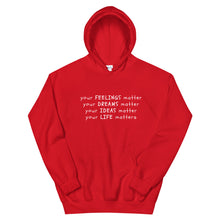 Load image into Gallery viewer, Your Life Matters Hoodie in Red color
