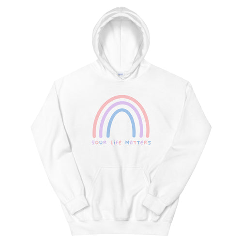 Your Life Matters Rainbow Hoodie in White color 