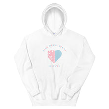 Load image into Gallery viewer, Your Mental Health Matters Heart Hoodie in White color

